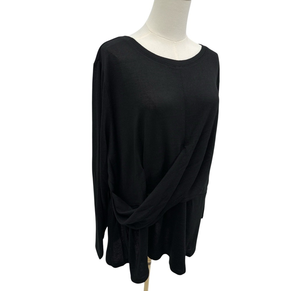 DG2 Diane Gilman Black Cross Top‎ Tunic Long Sleeve Lightweight Blouse Sz 3X NWT - Picture 4 of 11